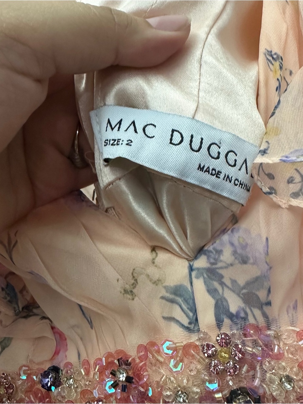 Mac Duggal Blush Pink Floral Ruffle Gown - Picture 4 of 5